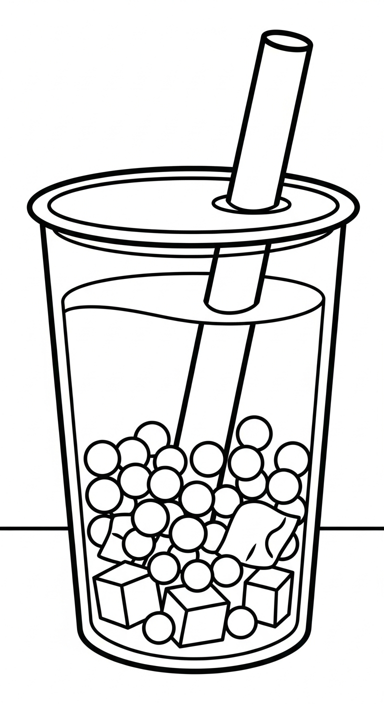 coloriage bubble tea updated et découpage à imprimer 2
