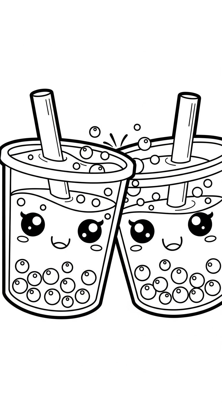 coloriage bubble tea updated à imprimer pour enfants