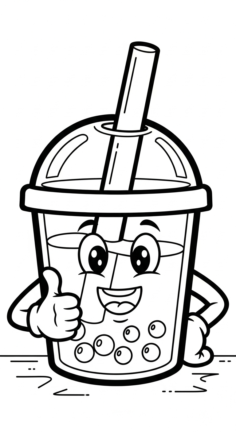coloriage bubble tea updated et découpage à imprimer 1