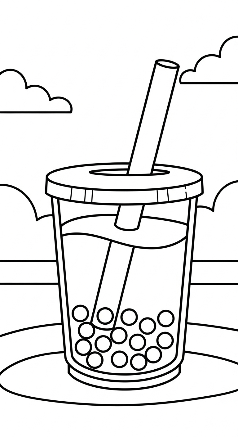 coloriage bubble tea updated et découpage à imprimer