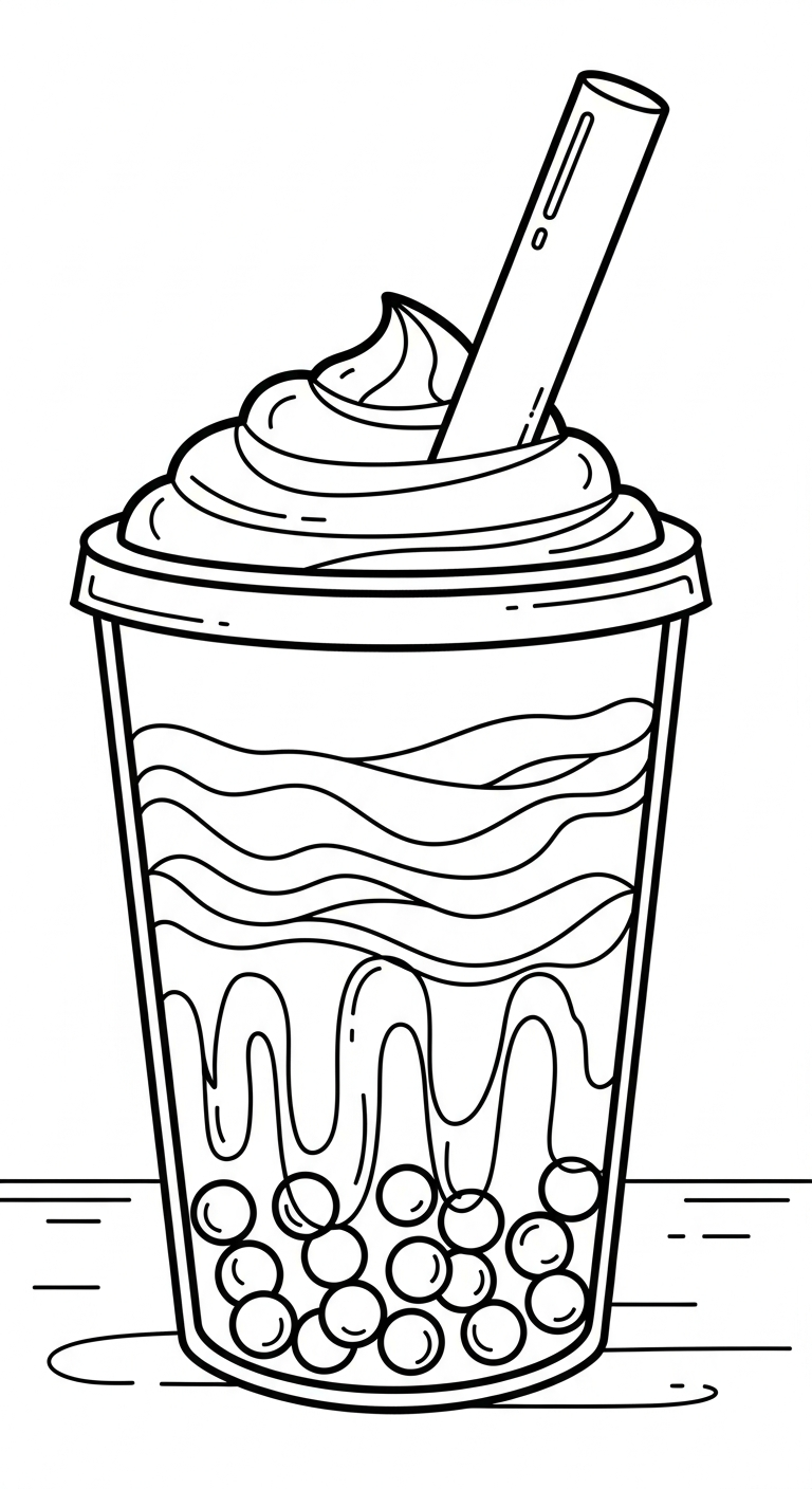 coloriage bubble tea updated à imprimer pour enfant de 6 ans