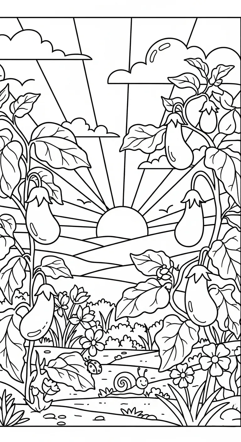 coloriage Aubergine à imprimer pour enfant de 7 ans