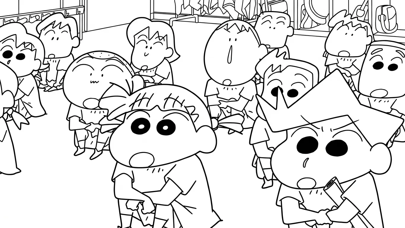 coloriage Crayon Shin chan à imprimer pour enfant de 12 ans