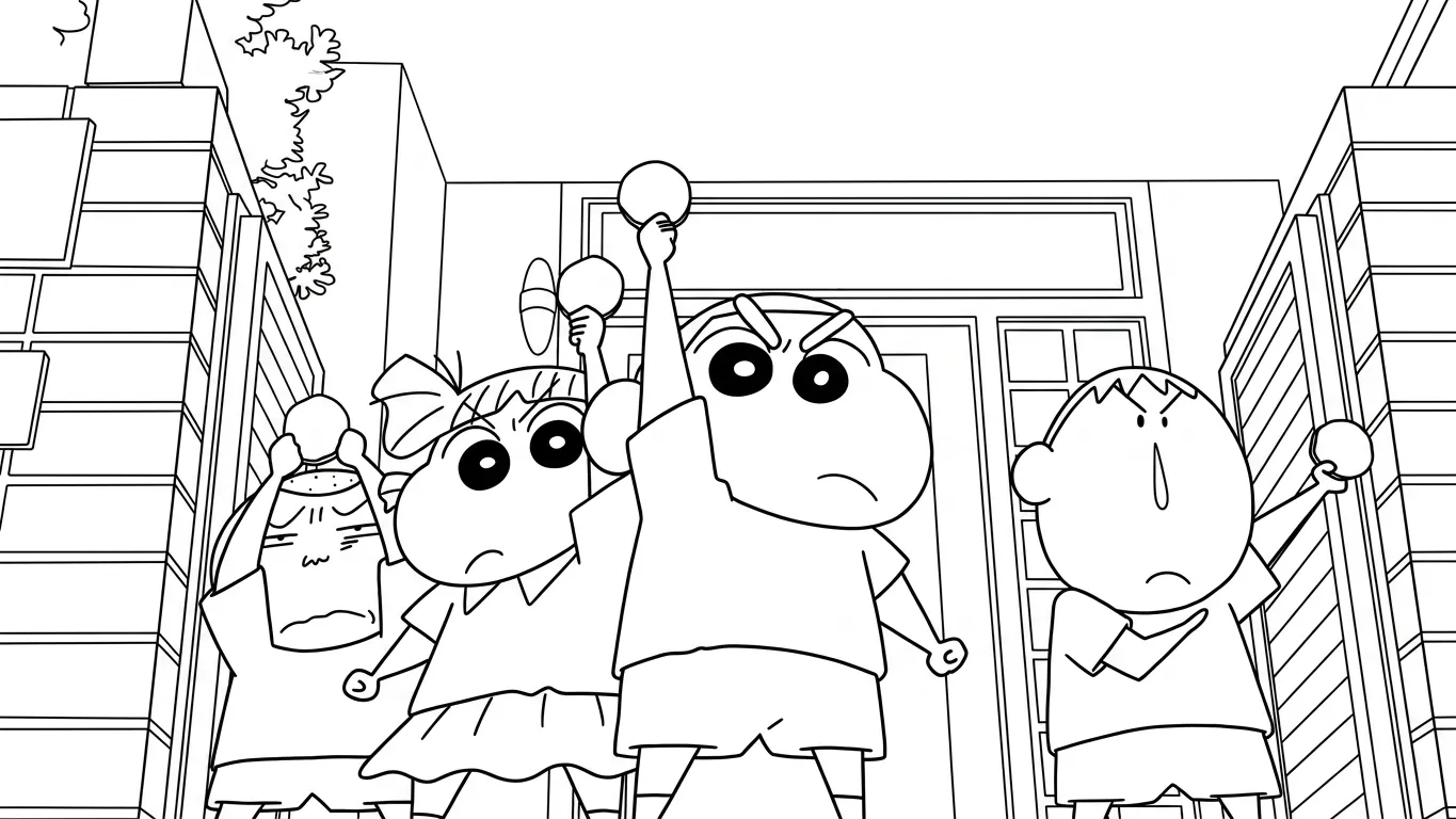 coloriage Crayon Shin chan à imprimer pour enfant de 4 ans