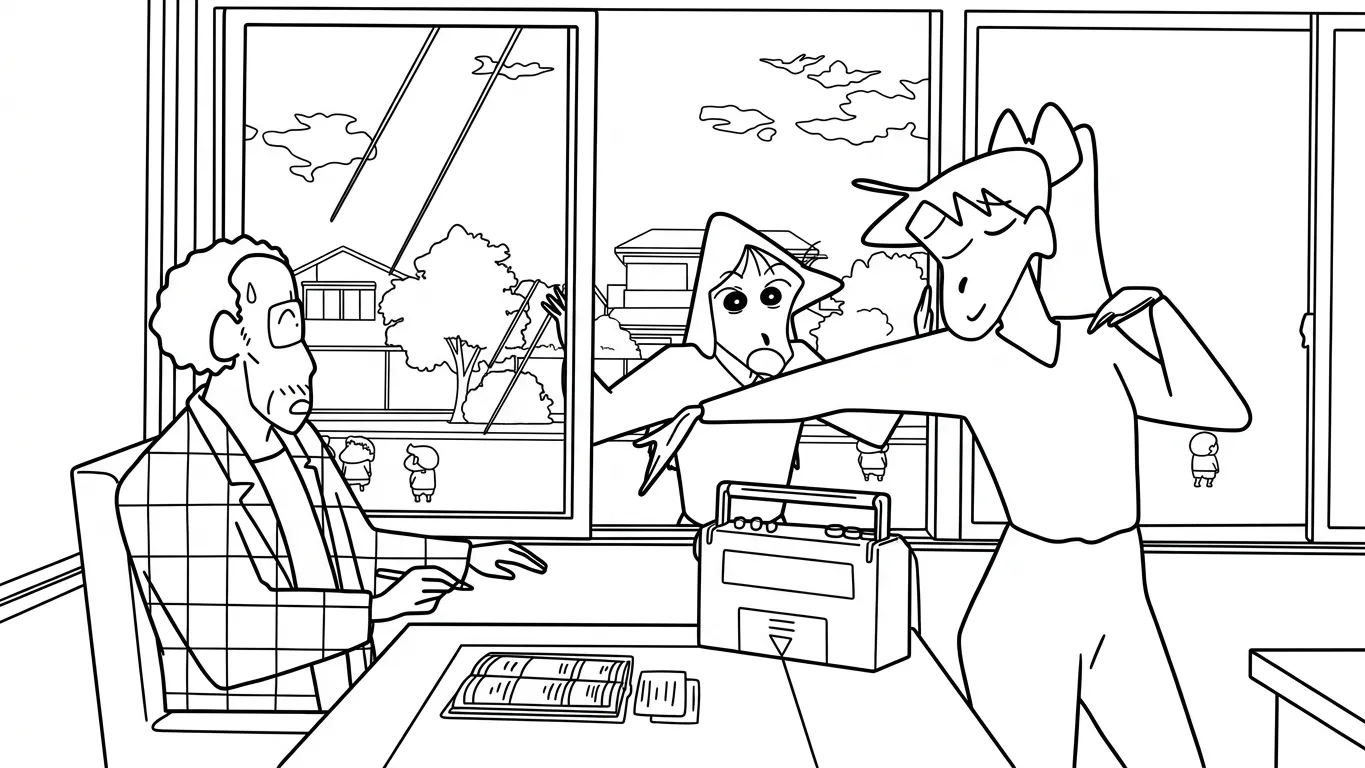coloriage Crayon Shin chan à imprimer pour enfant de 6 ans 1