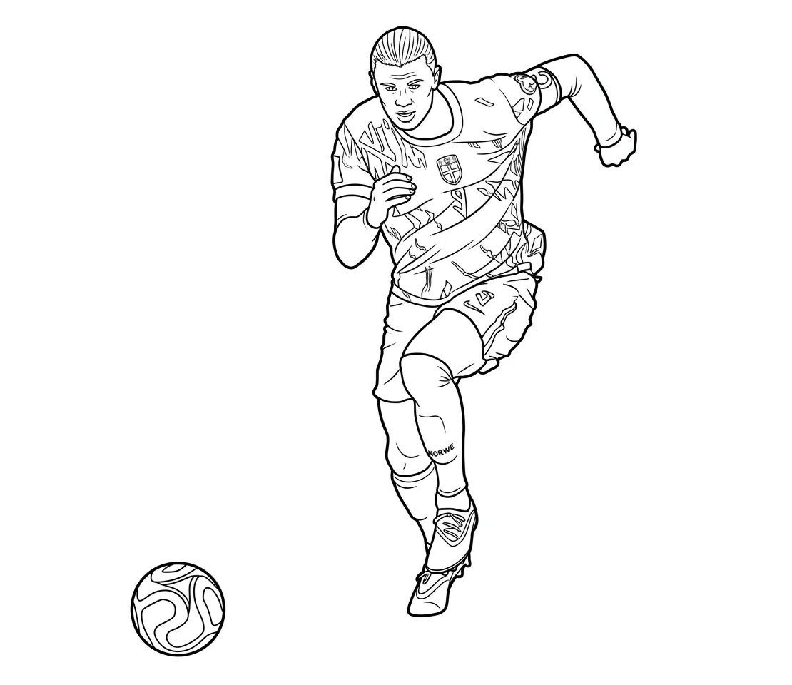 coloriage Erling Haaland à imprimer gratuit