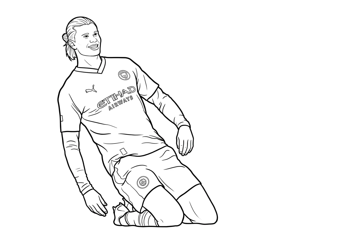 coloriage Erling Haaland et découpage à imprimer 1