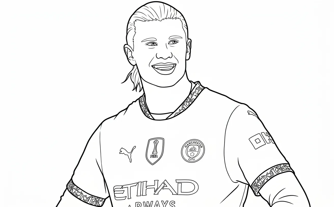 coloriage Erling Haaland pour enfants a imprimer