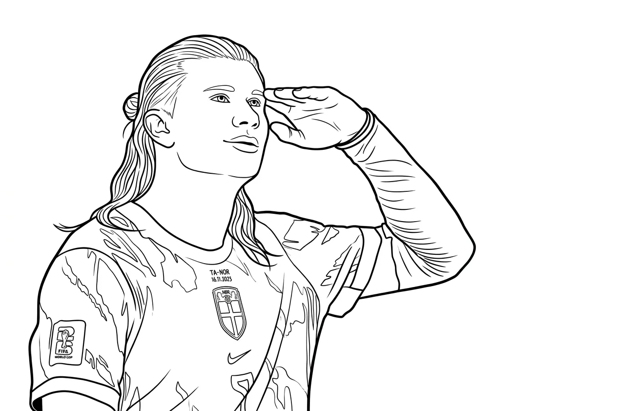 coloriage Erling Haaland pour enfant de 7 ans 1