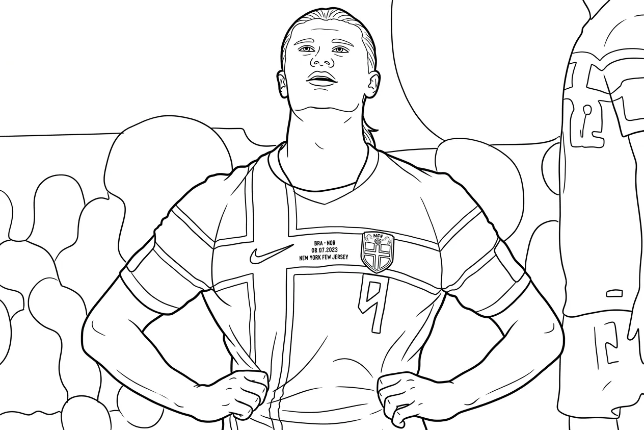 coloriage Erling Haaland pour enfants à imprimer 1