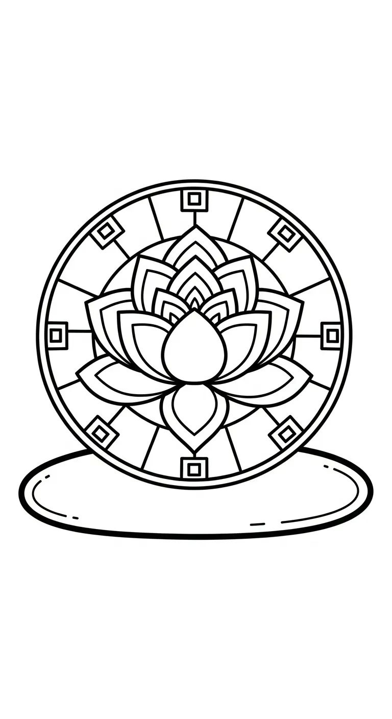 coloriage Mandala Lotus en ligne pour enfant