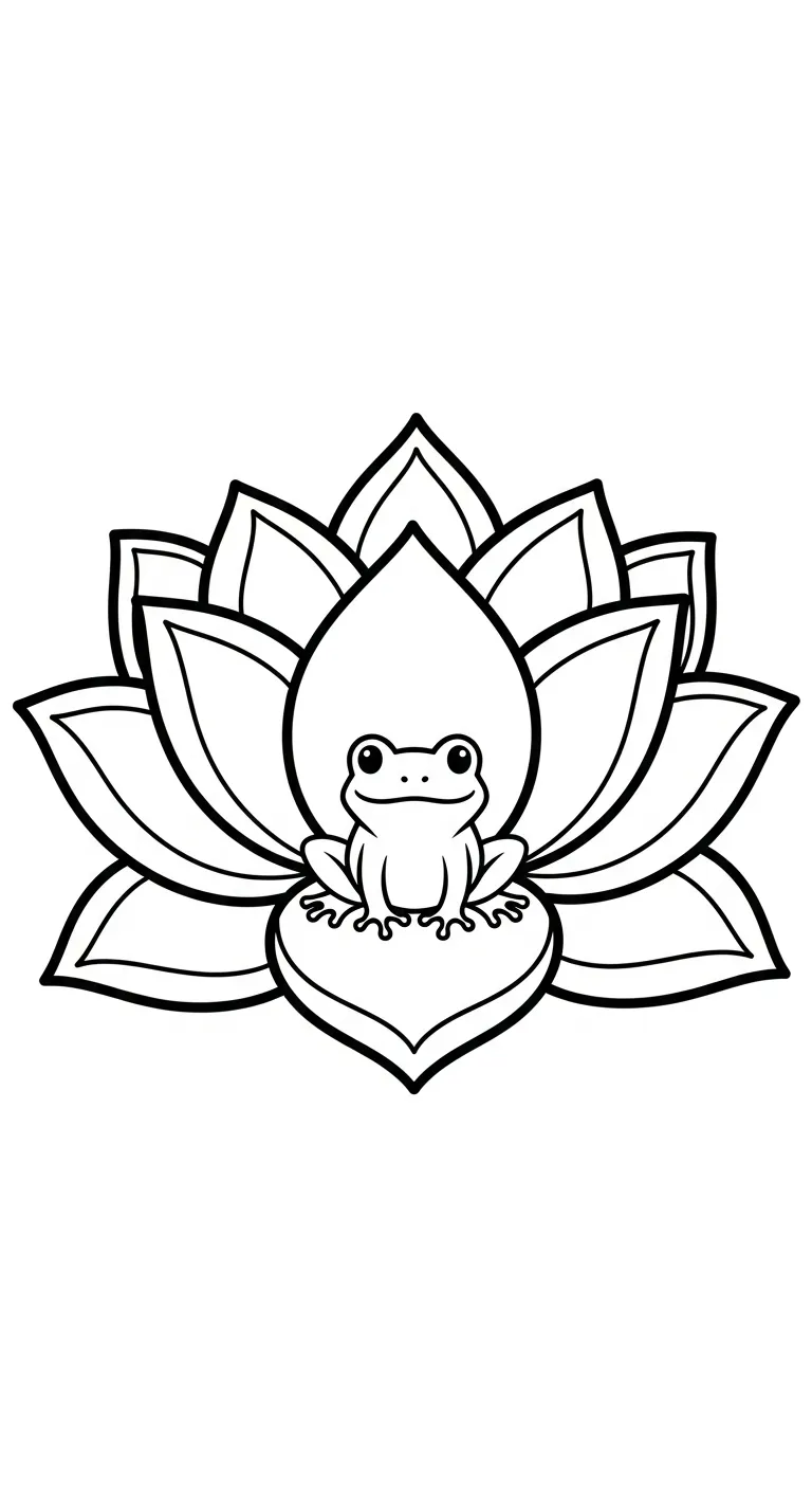 coloriage Mandala Lotus pour enfant de 4 ans