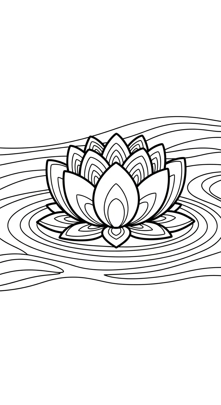 coloriage Mandala Lotus à imprimer pour enfant de 6 ans