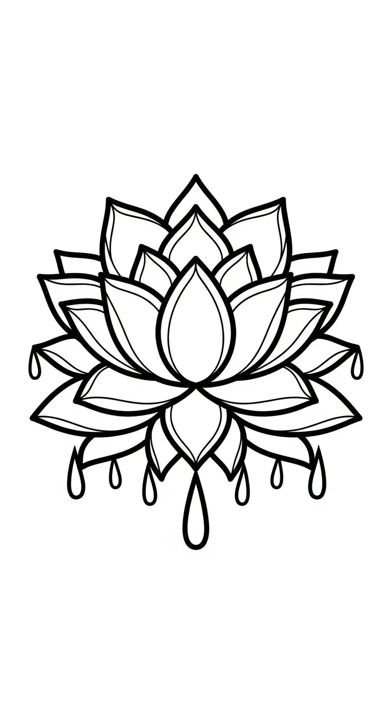 coloriage Mandala Lotus pour enfant de 2 ans