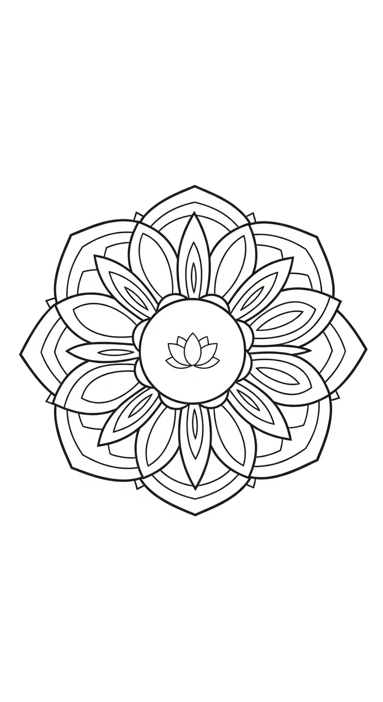 coloriage Mandala Lotus pour enfant a imprimer gratuit