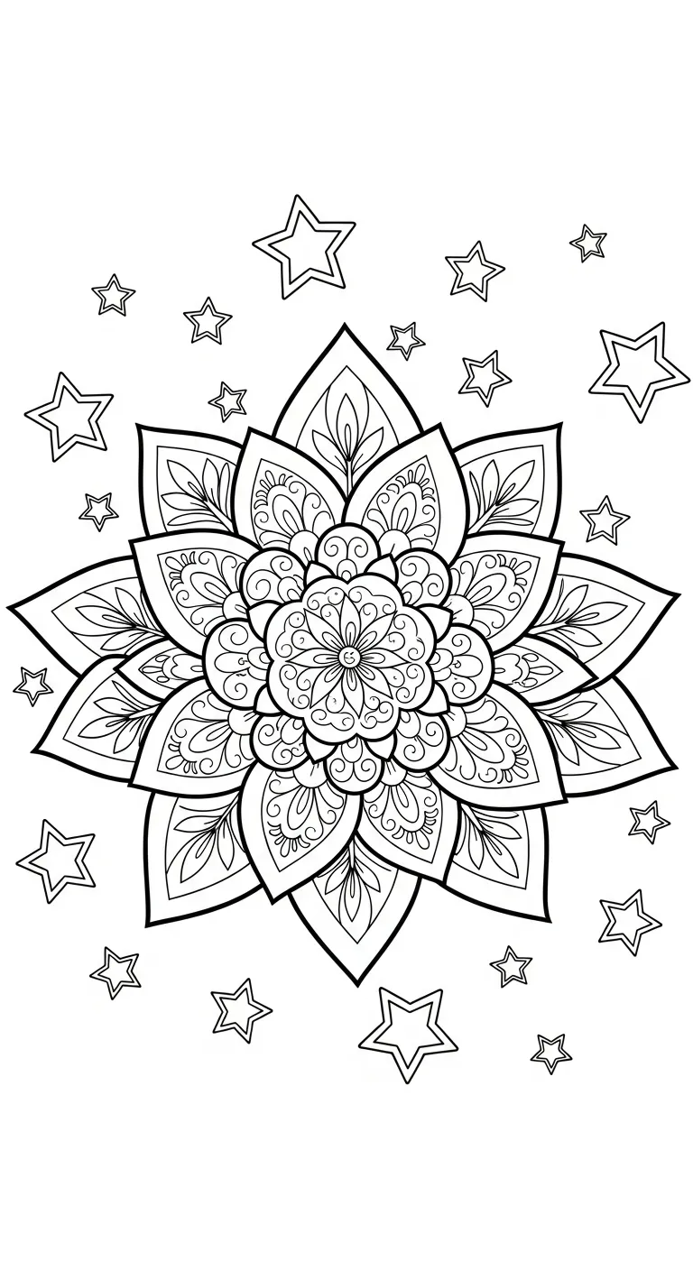 coloriage Mandala Lotus à imprimer pour enfant de 2 ans