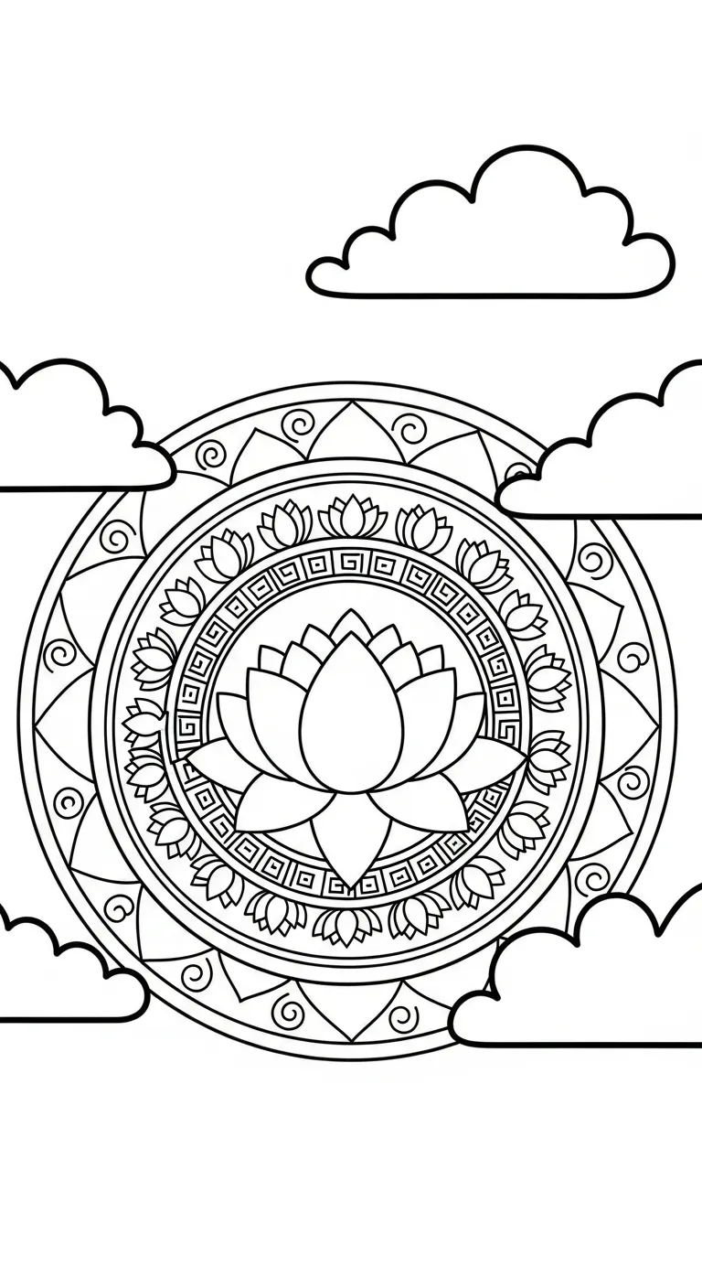 coloriage Mandala Lotus a colorier en ligne