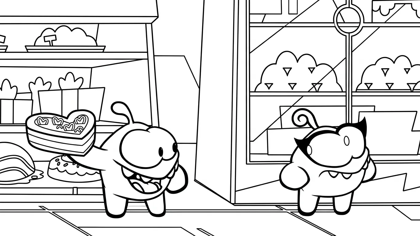 coloriage Om Nom Stories a imprimer pour enfant de 4 ans