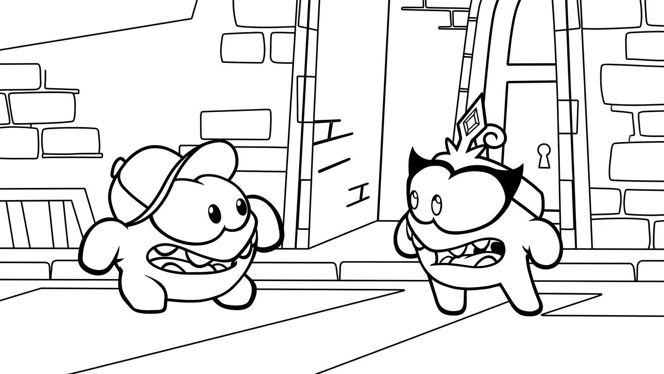 coloriage Om Nom Stories pour enfant de 7 ans