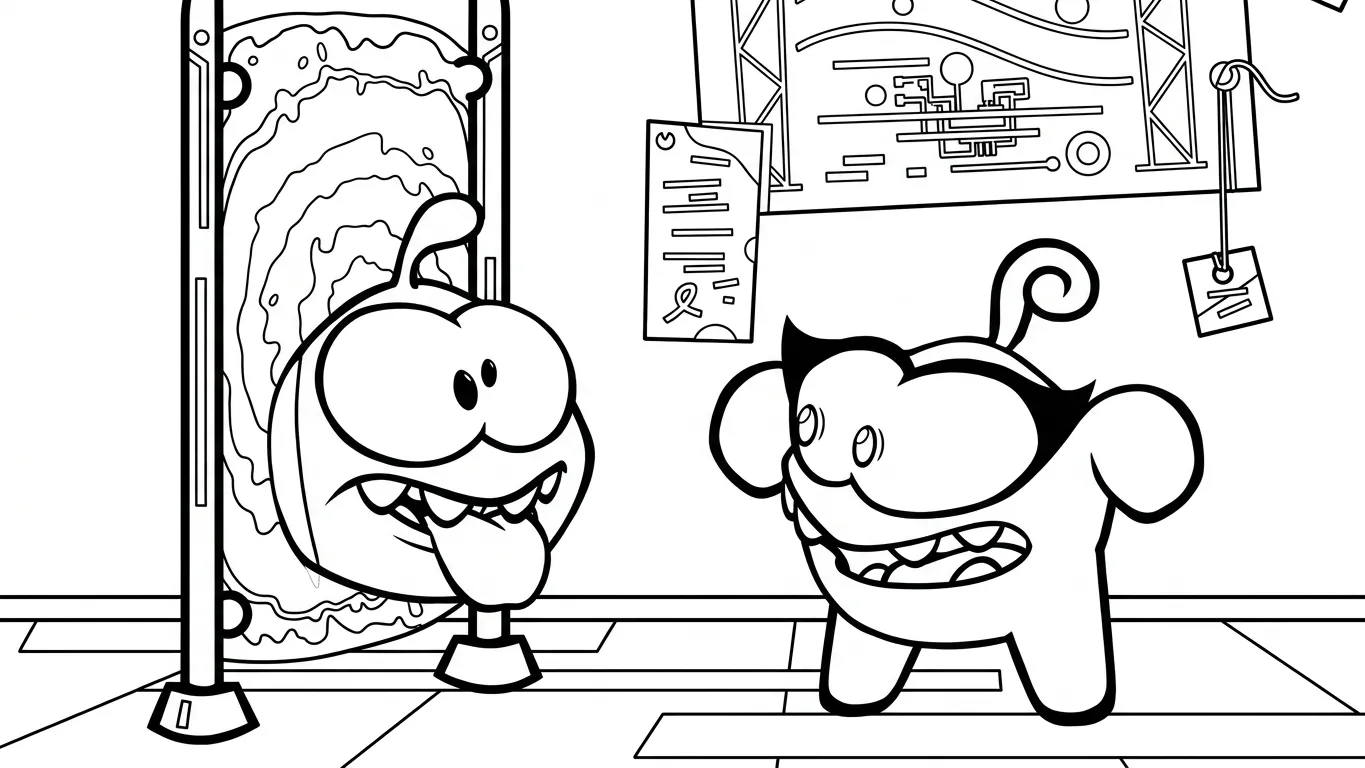 coloriage Om Nom Stories à imprimer pour enfant de 9 ans