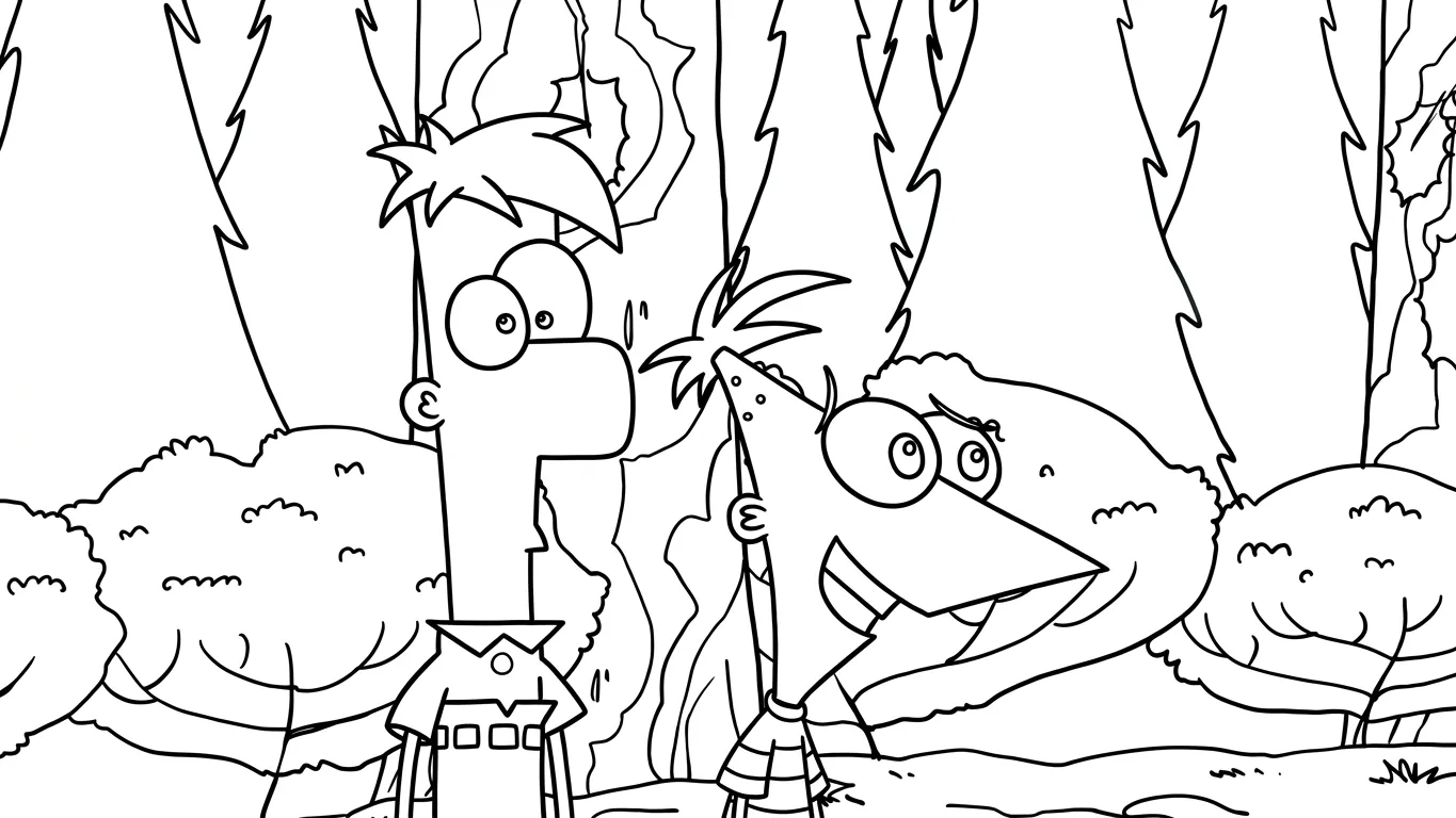coloriage Phineas and Ferb à imprimer pour enfants 1