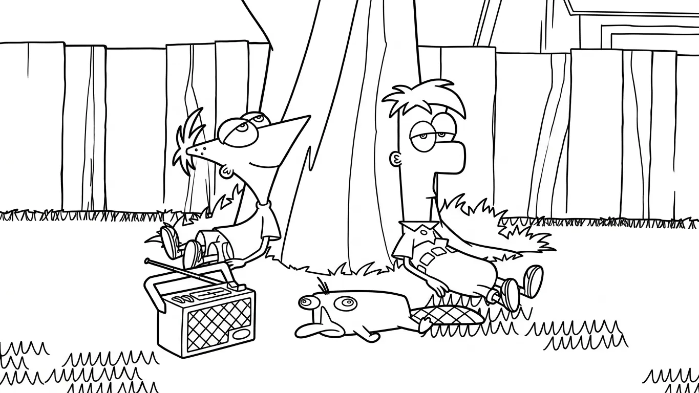 coloriage Phineas and Ferb d'enfant a imprimer 1