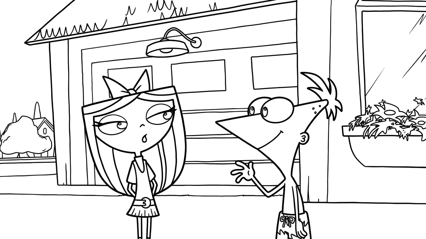 coloriage Phineas and Ferb à imprimer pour enfant de 6 ans 1