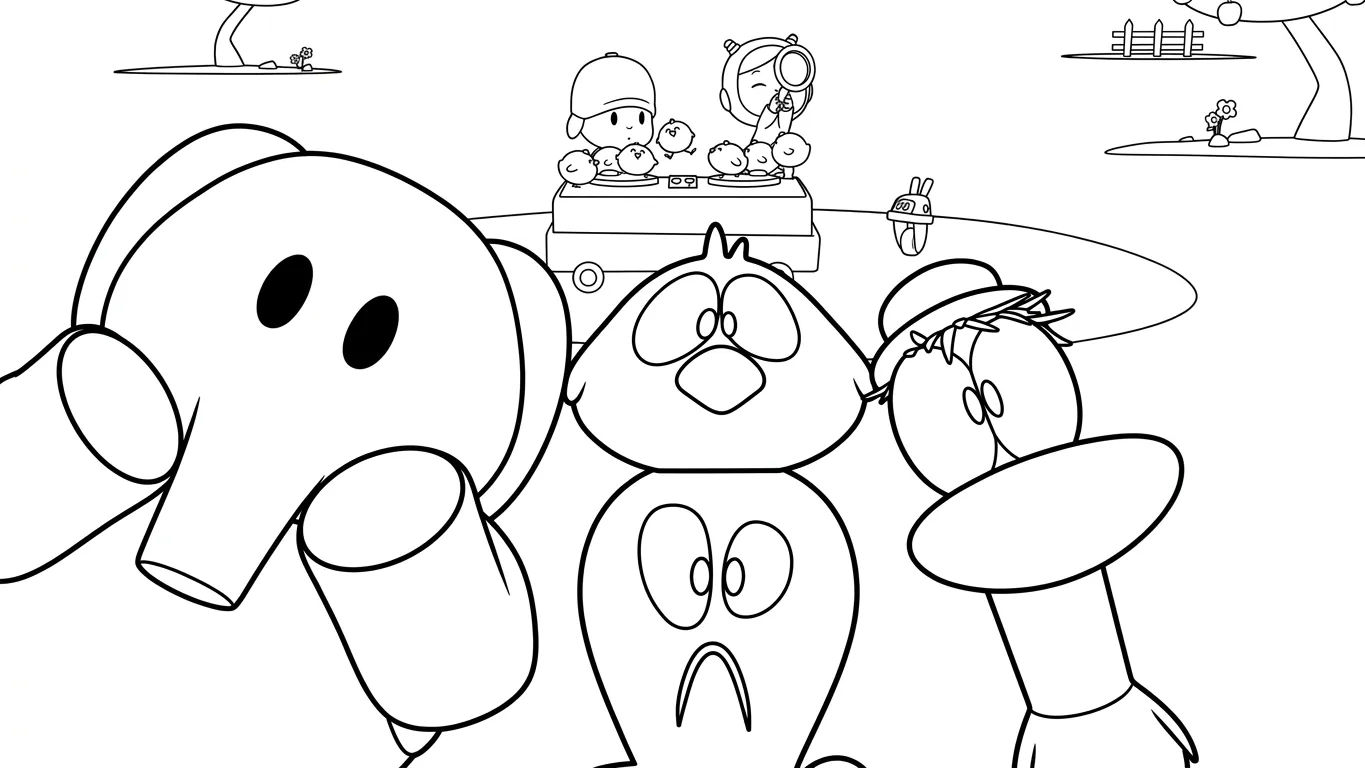 coloriage Pocoyo et decoupage a imprimer gratuit