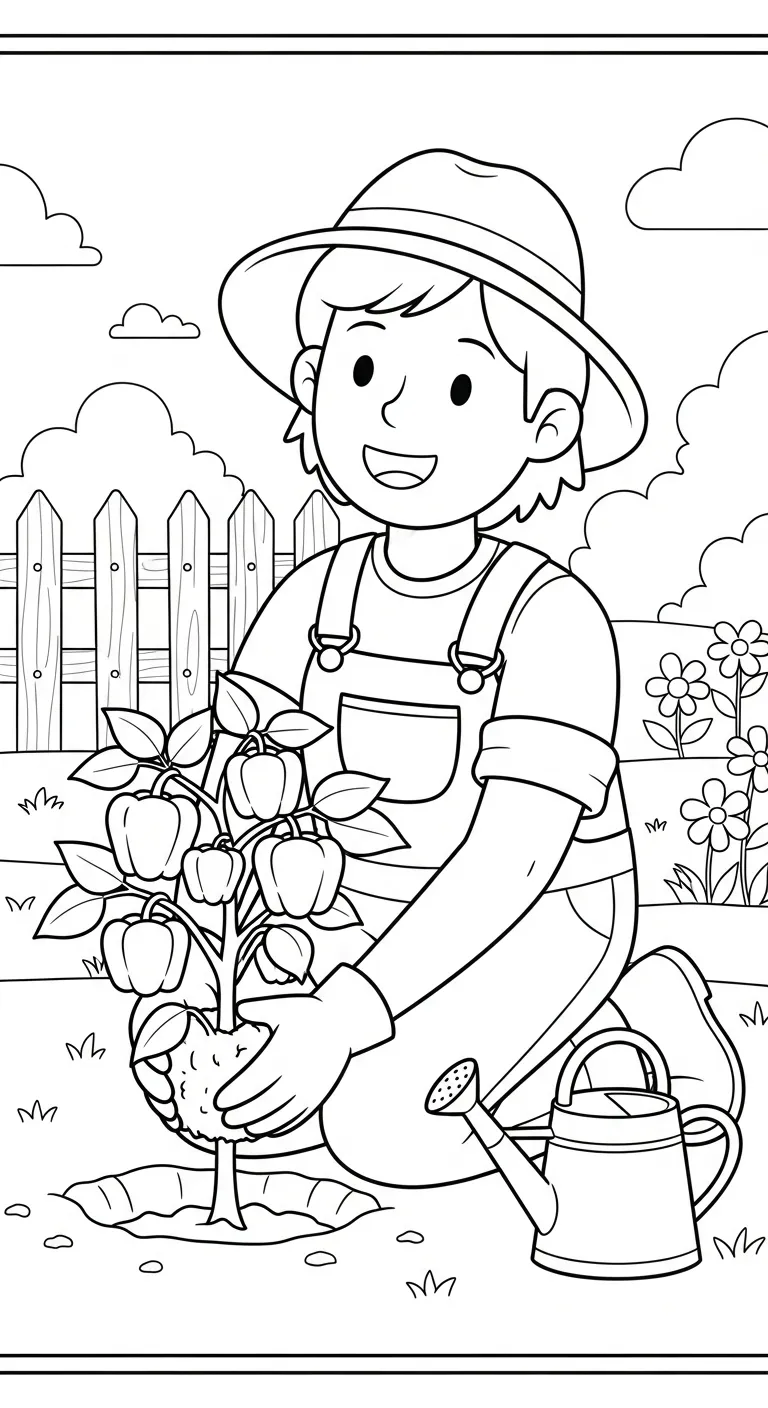 image de coloriage Poivron pour enfant