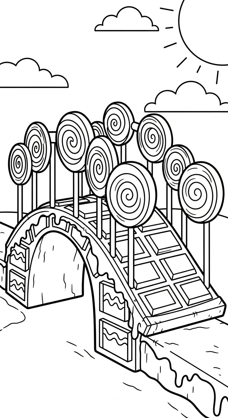 coloriage Pont et découpage à imprimer