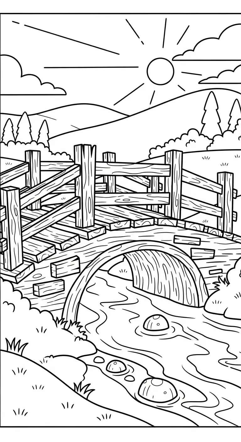 coloriage Pont à imprimer pour enfant de 4 ans