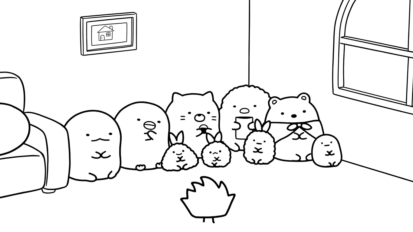 coloriage Sumikko Gurashi et découpage à imprimer 2