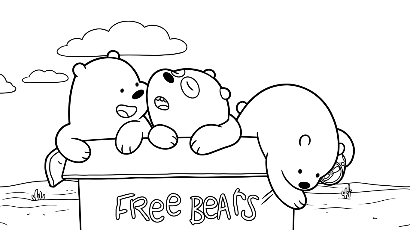 coloriage We Bare Bears à imprimer pour enfant de 4 ans 3