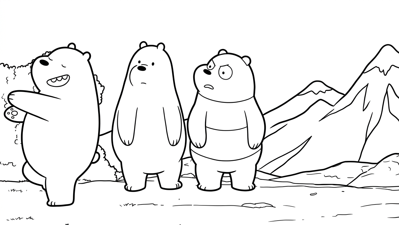 coloriage We Bare Bears a imprimer pour enfant de 4 ans 1