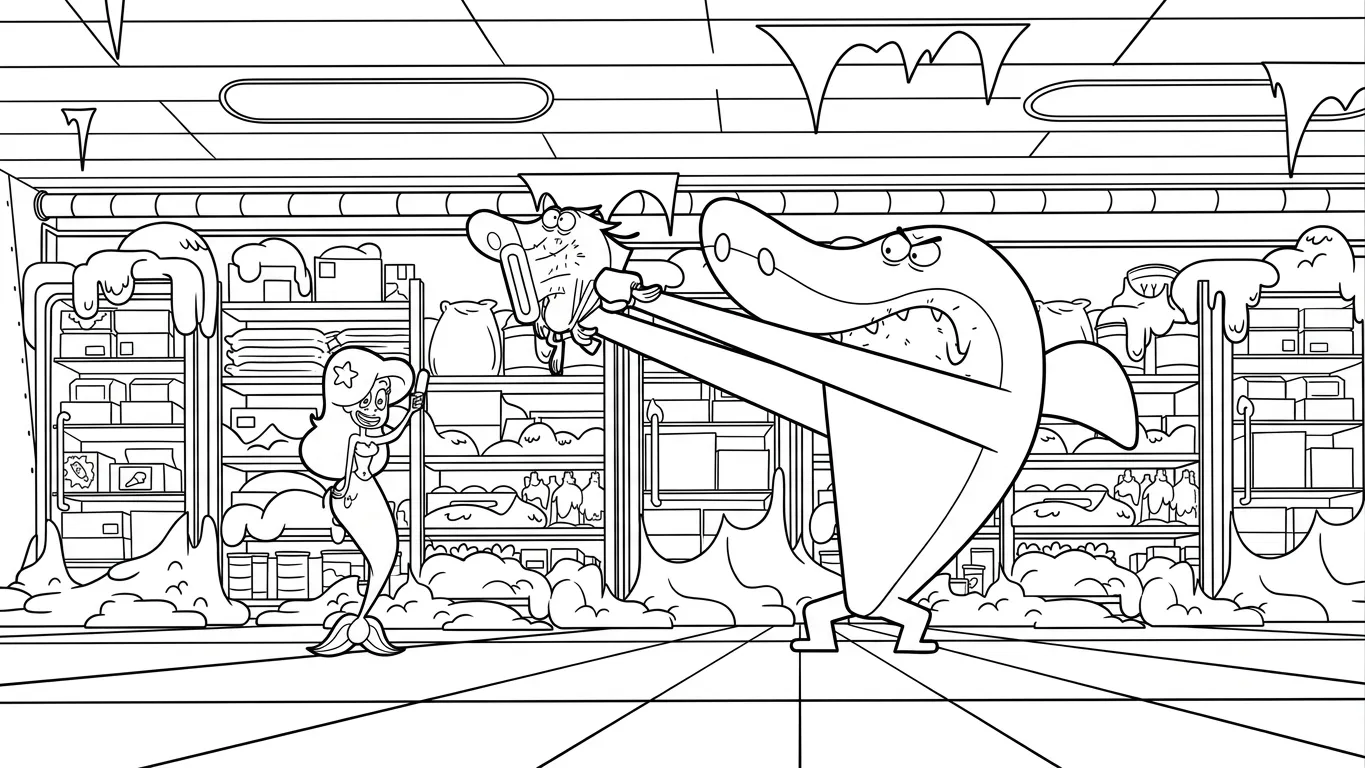 coloriage Zig e Sharko à imprimer pour enfant de 3 ans