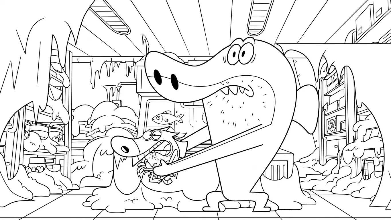 image pour coloriage Zig e Sharko enfant 2