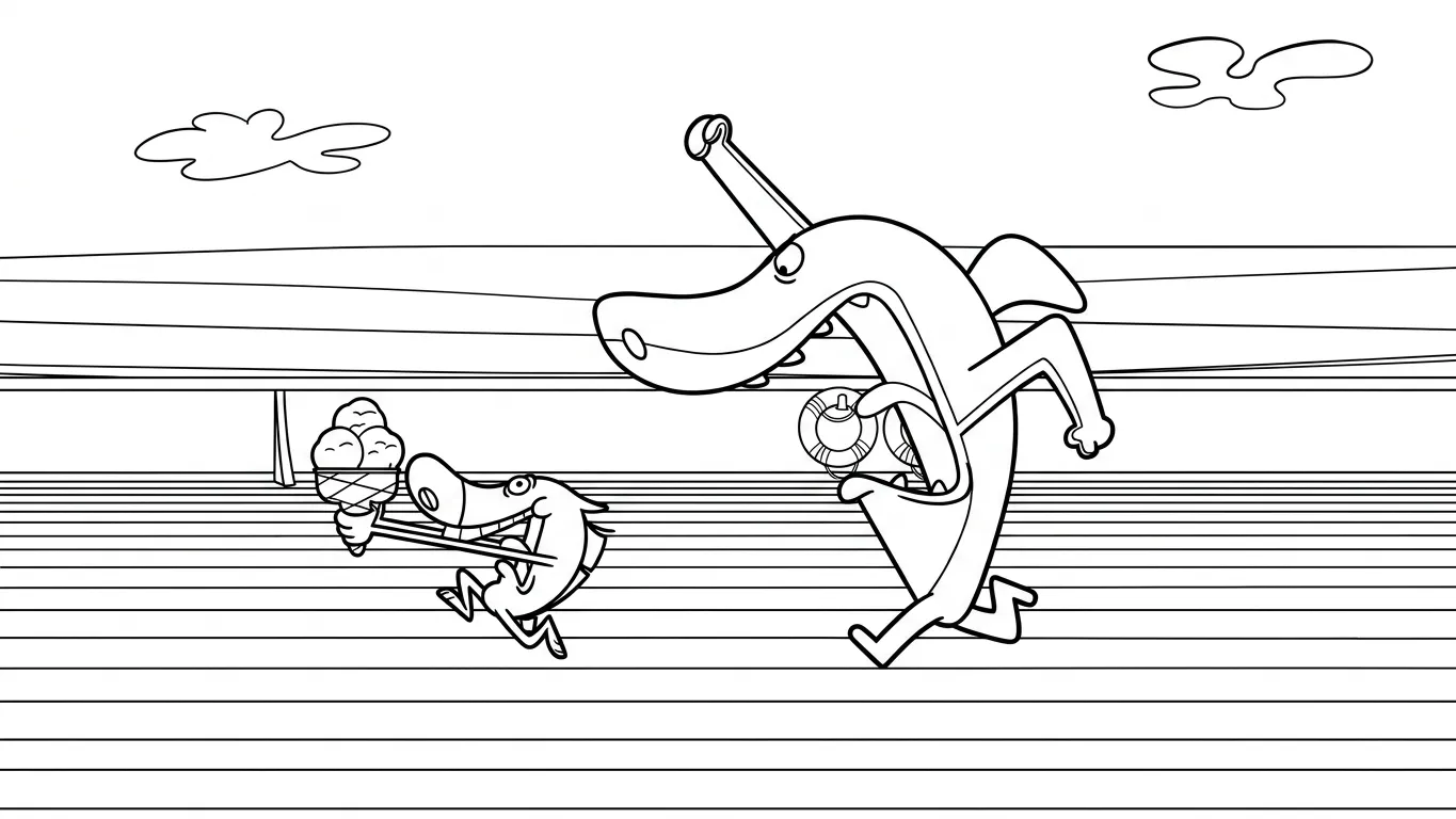 coloriage Zig e Sharko à imprimer a4 2