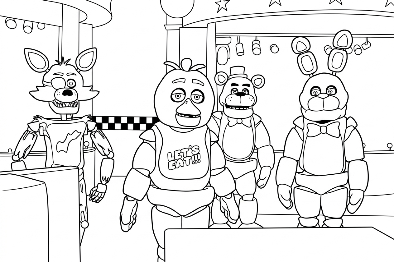 coloring pages FNAF for children to print 1