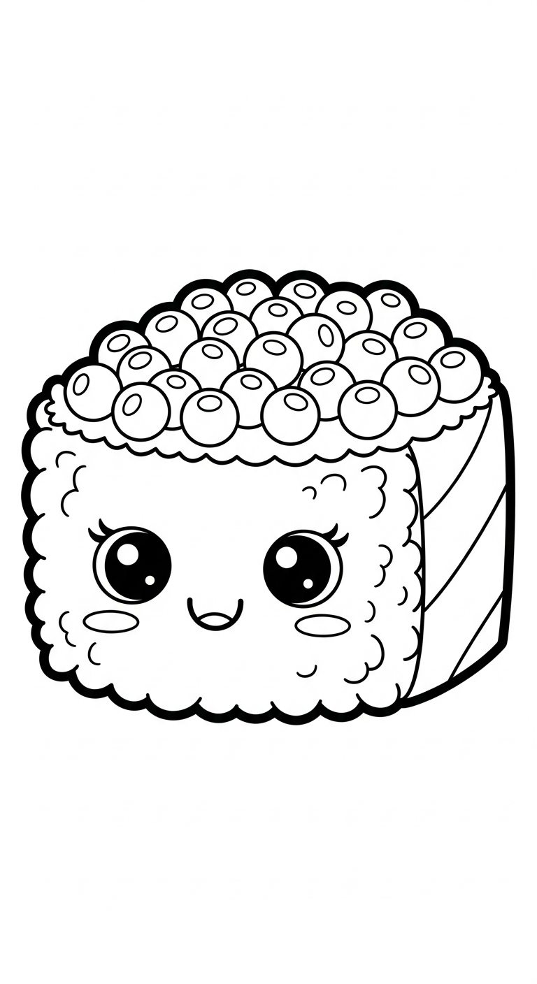 coloriage Kawaii Sushi update pour enfant à imprimer