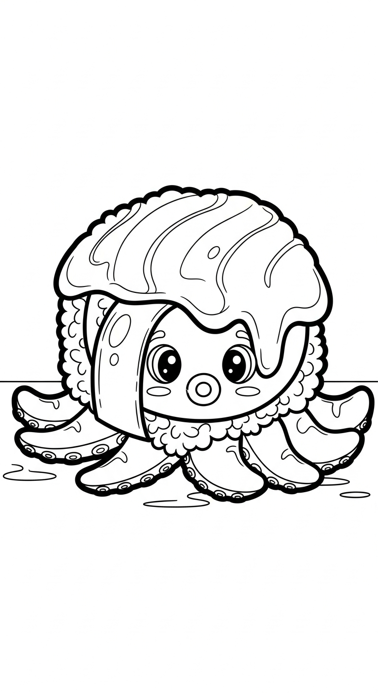 coloriage Kawaii Sushi update d'enfant a imprimer 1