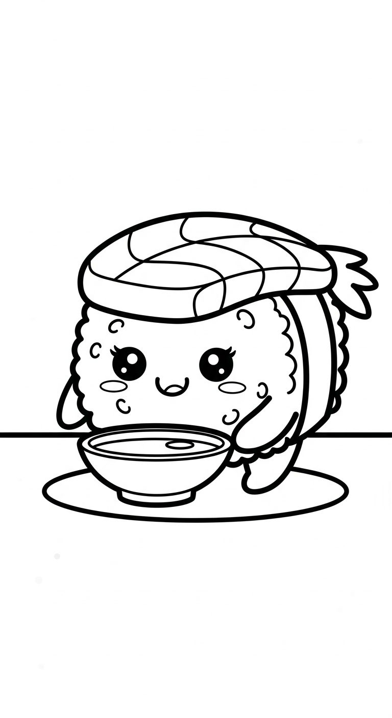 coloriage Kawaii Sushi update à imprimer pour enfant de 10 ans