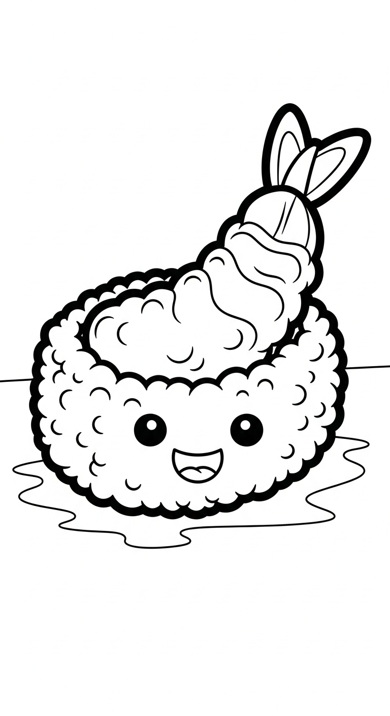 coloriage Kawaii Sushi update à imprimer pour enfant de 12 ans