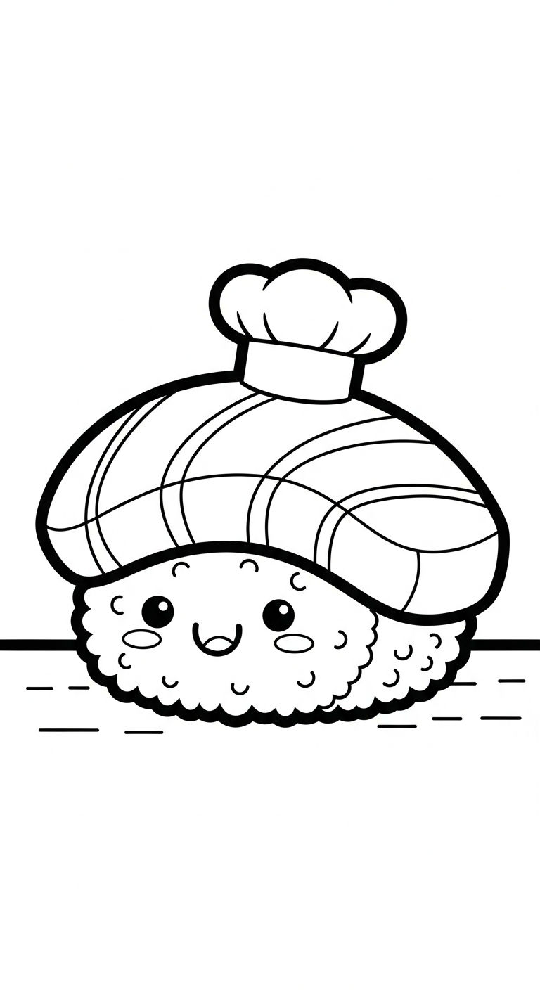 coloriage Kawaii Sushi update a imprimer pour enfant de 4 ans