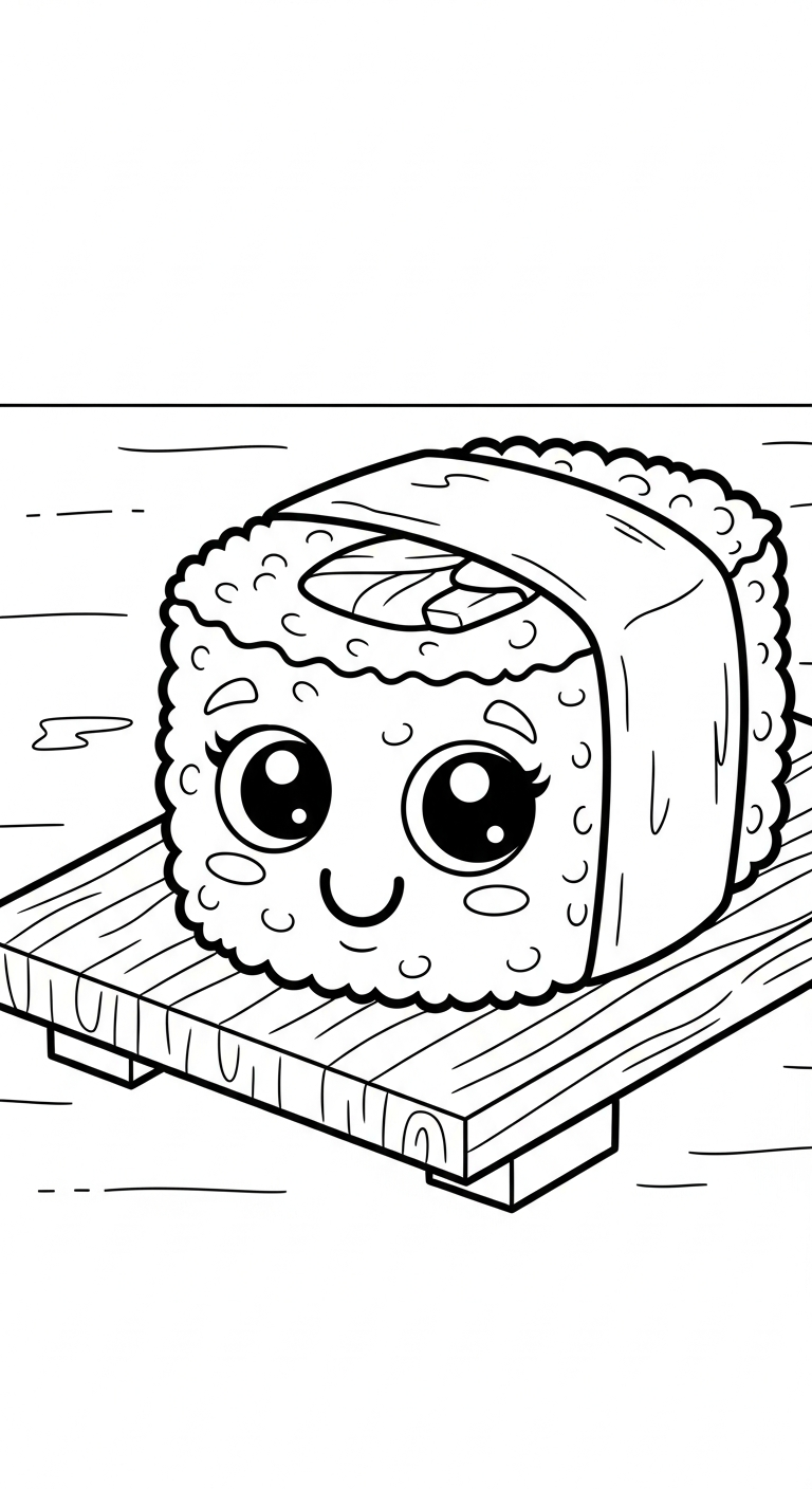 coloriage Kawaii Sushi update pour enfant gratuit
