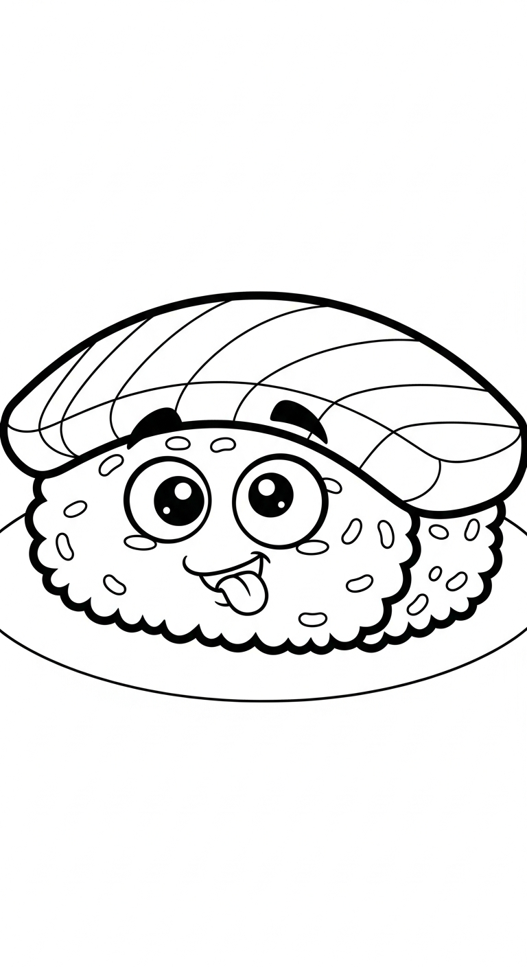coloriage Kawaii Sushi update d'enfant a imprimer