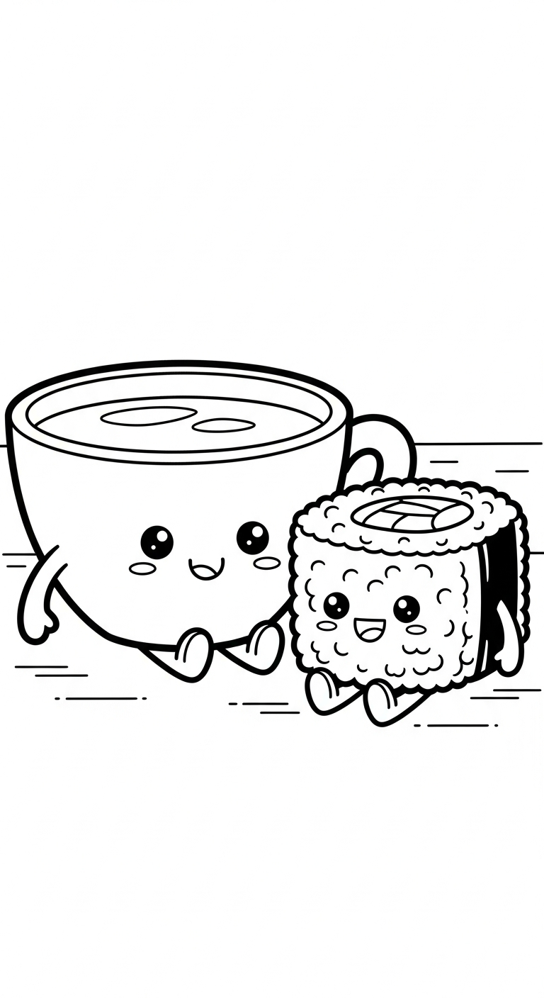 coloriage Kawaii Sushi update et decoupage