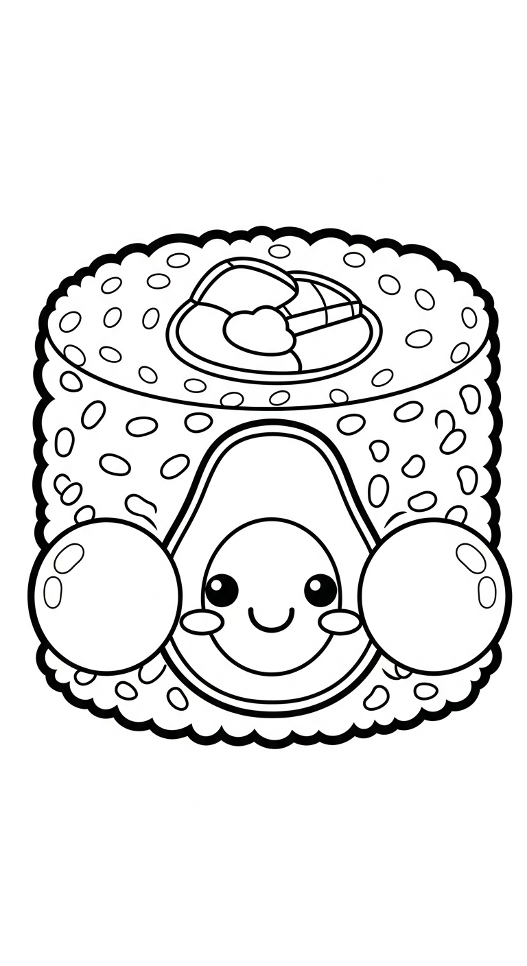 coloriage Kawaii Sushi update pour enfant de 7 ans