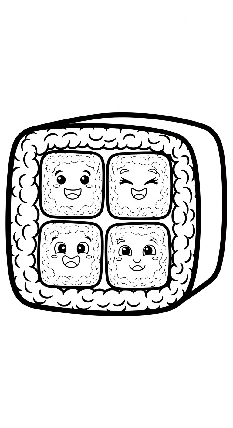imprimer coloriage Kawaii Sushi update