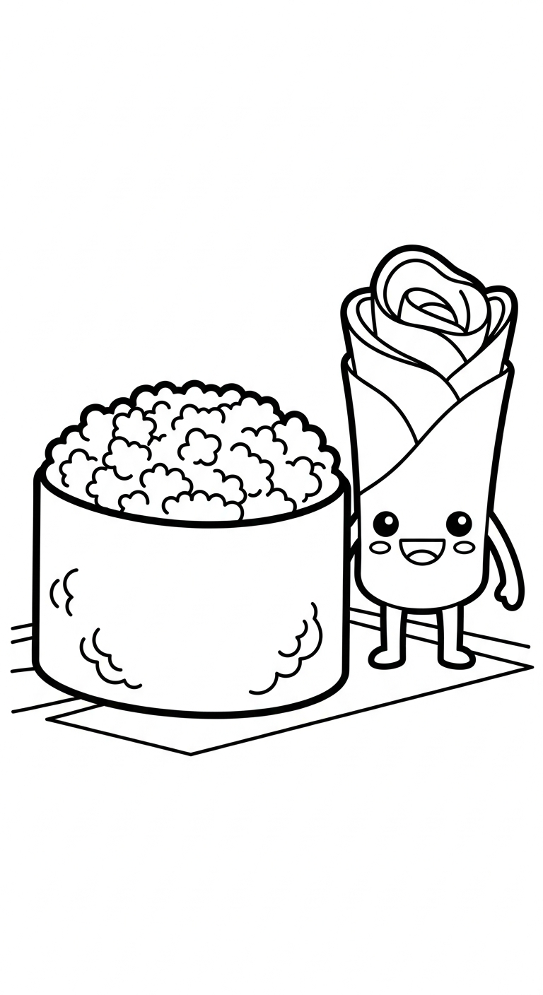 coloriage Kawaii Sushi update gratuit pour enfants