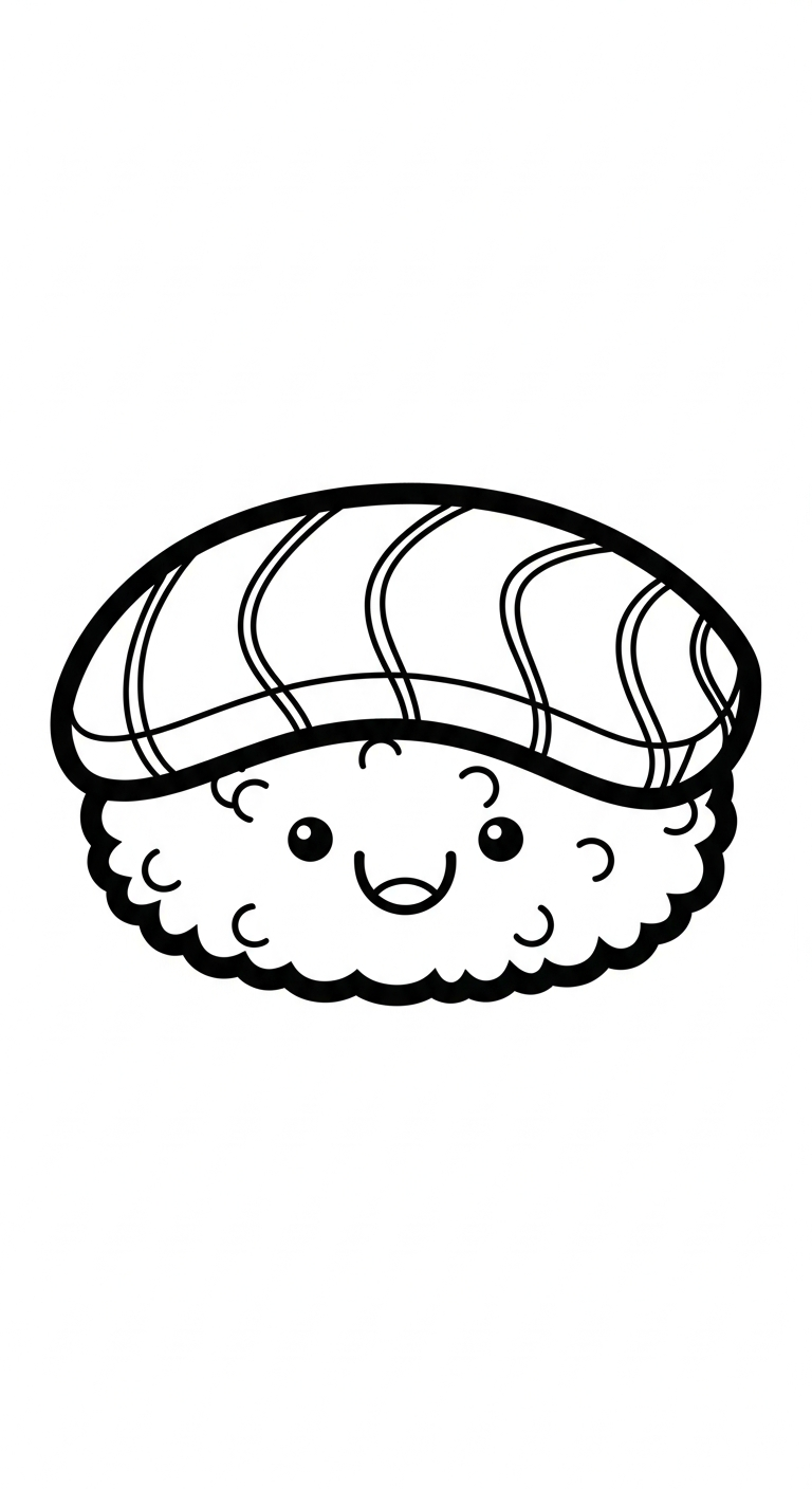 coloriage Kawaii Sushi update à imprimer pdf gratuit